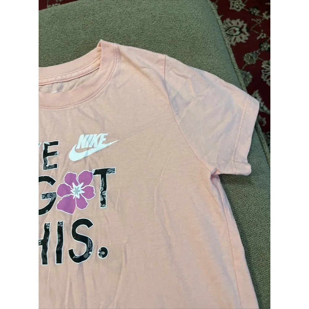 Nike Shirt Girls Medium Center Logo Short Sleeve The Nike Tee Running Gym (AH)